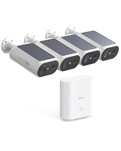 AOSU Solar Security Cameras Wireless Outdoor, 4 Cam-Kit, No Subscription Required, Local Storage, Home Security Cameras System with Integrated Solar Panel, 2K Color Night Vision, 5G & 2.4G WiFi