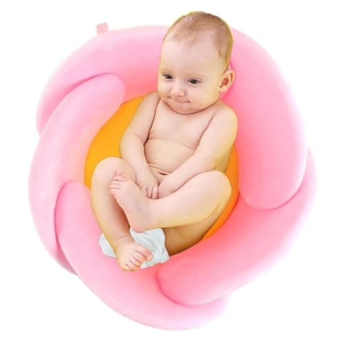 Baby Bath Lotus Cushion Sink Bather Petal Newborn Bathtub Mat Bathing Tub Seat Support Lounger Flower Bathing Pad Non-Slip Safety Sink Insert Tub Pink