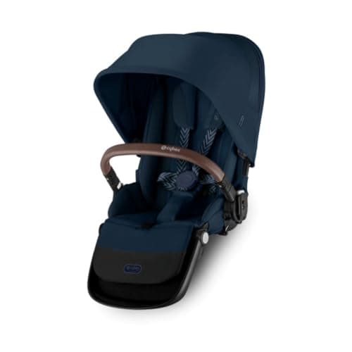 Cybex Gazelle/e-Gazelle S 2 Second Seat – Reclining Seat, Up to 50 lbs, Infant & Toddler, Easy Installation, Comfortable & Secure, Ocean Blue with Brown Bumper Bar