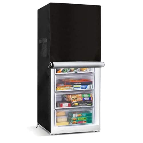 Bitubi Upright Freezers Cover,Outdoor Refrigerator Cover,– Waterproof, Dustproof, Sun-Proof, 33" W x 33" D x 67" H. Suitable for most 14.1-17 Cubic Compact Mini Freezer on market (Black)