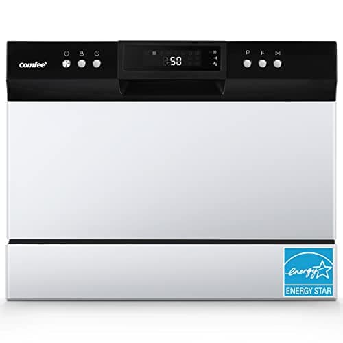COMFEE’ Countertop Dishwasher, Energy Star Portable Dishwasher, 6 Place Settings, Mini Dishwasher with 8 Washing Programs, Speed, Baby-Care, ECO& Glass, Dish Washer for Dorm, RV& Apartment