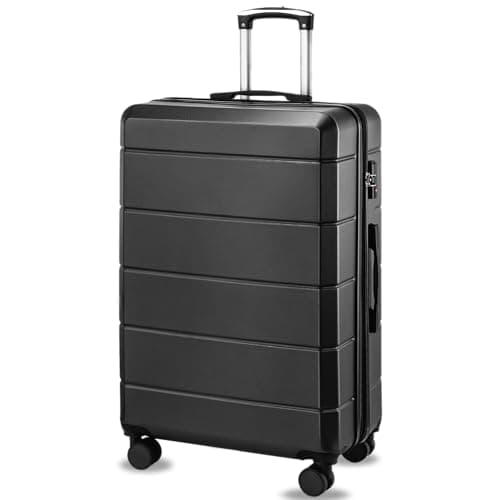 YOETEY Checked Luggage 28 inch - Expandable Hard Shell Suitcases for Travelling, Lightweight, TSA Lock (Black, 28 Inch)