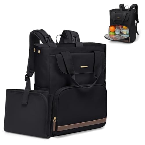 Diaper Bag Backpack with Portable Changing Pad 25L Baby Bag Insulated lunch box Backpack Fits 17.3" Laptop (Black)