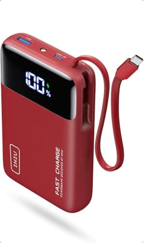 INIU 20000mAh Power Bank, 45W PD Fast Charging Portable Charger, 30% Smaller Battery Pack with USB-C Cable, Travel Phone Charger, Flight-Safe Powerbank for Commuters, Girls, Teachers, Red