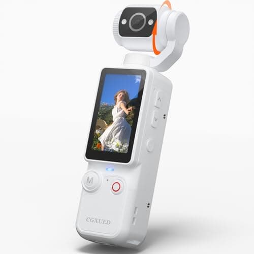 CGXUED Vlogging Camera with 180° Rotating Lens, Pocket Body Camera with Audio & Video Recording,Handheld POV Cameras with 32GB Card, Easy One-Button Recording for Travel（White） Travel（Pearl White）