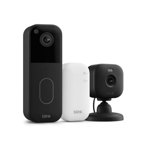 Blink Video Doorbell + Mini 2 – Motion & chime alerts, HD viewing, and two way audio. Sync Module Core included – 1 camera system + Mini 2 (Black/Black)