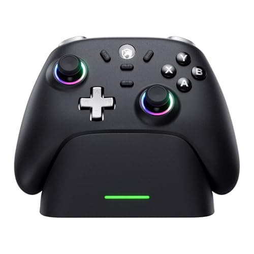 ECHTPower PC Gaming Controller–Wireless for PC with Hall-Effect Joysticks, 1000Hz Polling Rate, No Drift, Turbo & Vibration, Compatible with Windows/Switch/iOS/Android/Steam –Place & Charge Dock