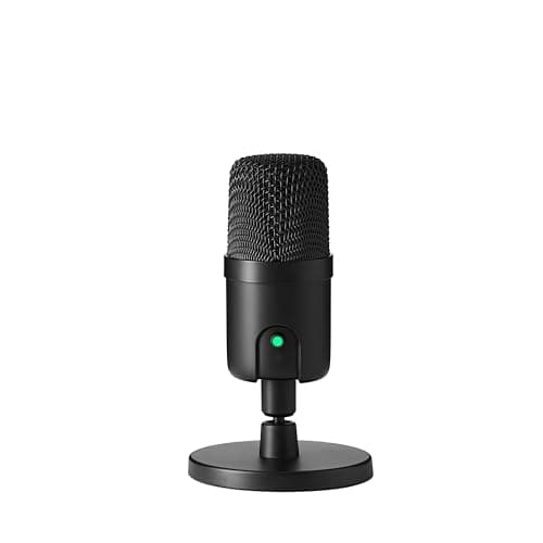 Amazon Basics Mini USB Condenser Microphone for Streaming, Recording, and Podcasting on PC, Plug and Play, Cardioid Pickup, Adjustable Stand with 360° Rotation, Black