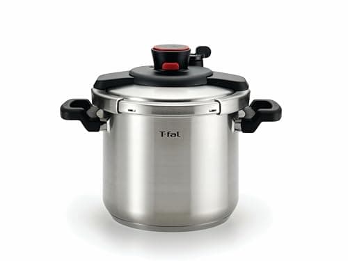 T-fal P45009 Clipso Stainless Steel Dishwasher Safe PTFE PFOA and Cadmium Free 12-PSI Pressure Cooker Cookware, 8-Quart, Silver