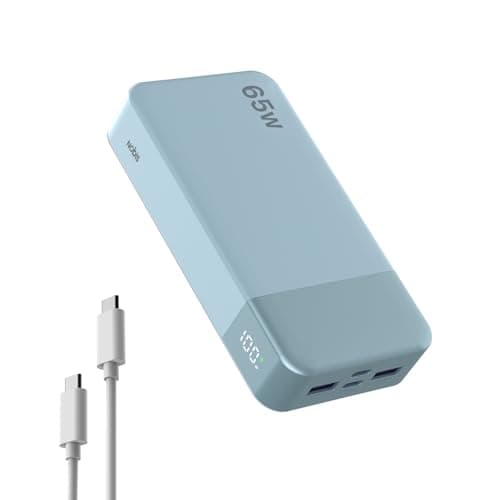 NOBIS 20000mAh Battery Pack Power Bank 65W Power Bank, Portable Charger with Digital Display, Dual USB-C/USB-A Fast Charging for Laptop, Phone, Tablet, Travel-Friendly External Battery Pack