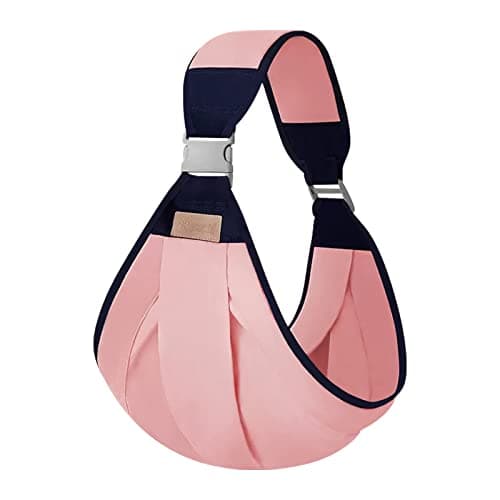 Focenat Baby Carrier for Newborn and Toddler, Comfortable Cotton Baby Wrap Carrier with Adjustable Thick Shoulder, Ergonomic Baby Wrapped Sling for 0-36 Months Baby Up to 20kg (Pink)
