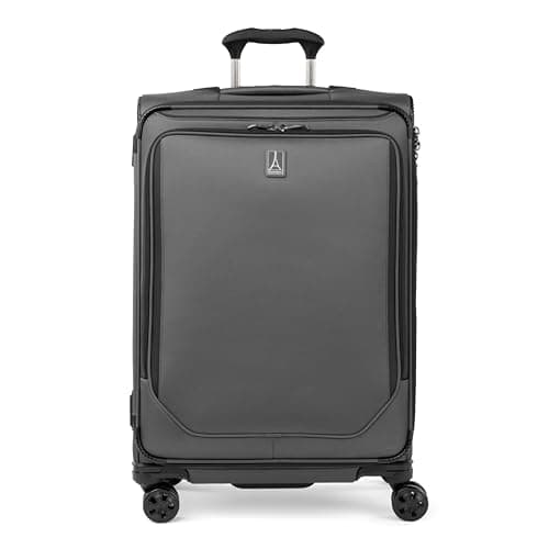 Travelpro Crew Classic Lightweight Softside Expandable Checked Luggage, 8 Wheel Spinner Suitcase, TSA Lock, Men and Women, Checked Medium 25-Inch, Titanium Grey