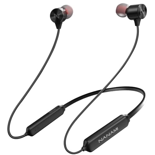 NANAMI Bluetooth Earbuds, V5.3 Wireless Headphones, IPX7 Waterproof, in-Ear Earphones with Mic, HiFi Stereo Noise Cancellation Headsets, Magnetic Flexible Neckband, 18 Hours Playtime for Gym, Sports