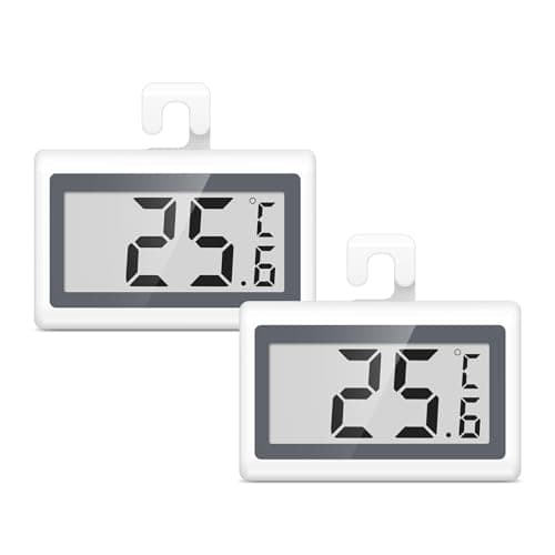 KeeKit Refrigerator Thermometer, Digital Fridge Thermometer with LCD Display, Freezer Temperature Gauge with ℃/℉ Switch, Frost Reminder for Home, Office, Kitchen & Restaurants – 2 Pack