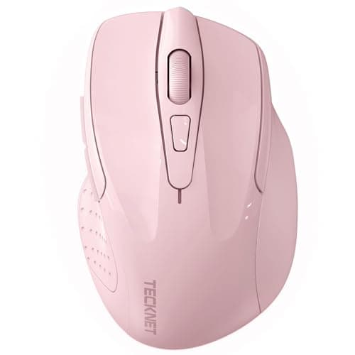 TECKNET Wireless Mouse (2.4G & BT5.0/3.0) Silent 4800 DPI Computer USB A & Bluetooth Mouse 6 Buttons, Wide Compatibility - Pink