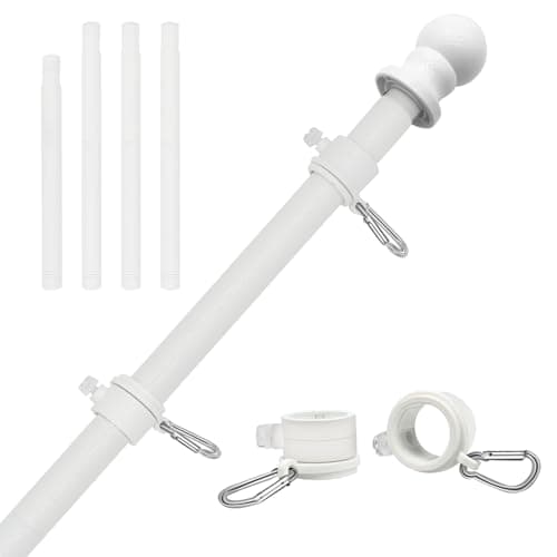 NQ 5 FT Flag Poles for Outside House, Flag Poles Outdoor for Porch, Yard, House Flag Pole, Heavy Duty Flagpole (White, Without Flag Holder)