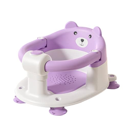 Baby Bath Seat, Baby Bath Chair with Non-Slip Suction Cups and Lockable Guardrail, Sit Up Bathtub Seat with Soft Cushion, Baby Summer Essentials for Newborn Toddler Infant 6 Months Up