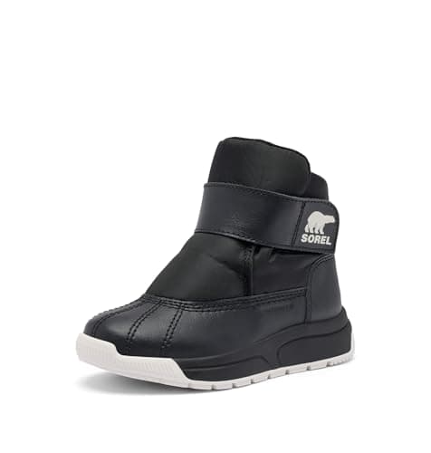 Sorel Youth Unisex Little Whitney III Strap Mid Waterproof Winter Boot, Black/Sea Salt, 12