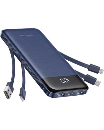 Charmast Power Bank with Built in 4 Cables, 10000mAh Portable Charger