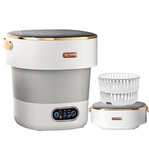 Portable Washing Machine,Foldable Mini Washer -20L Upgraded with Spin Basket – Ideal for Washing Underwear,Baby Items & Small Clothes, Suitable for Apartments,Dorms,Homes & Hotels Ash Gray