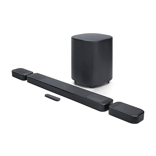 JBL Bar 1000MK2-7.1.4 Channel soundbar System with Detachable Surround Speakers, MultiBeam 3.0, Dolby Atmos and DTS:X, 960W with 10" Sub & Works with Voice Assistant-Enabled Speakers (Black)