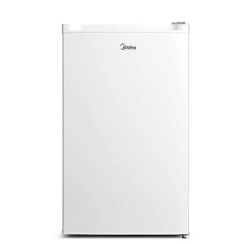 Midea 3.0 Cu Ft Upright Freezer, Mini Freezer 42 dB Quiet, Energy Saving R600A, Reversible Door for Kitchen Apartment Nursery Cottage Garage, White