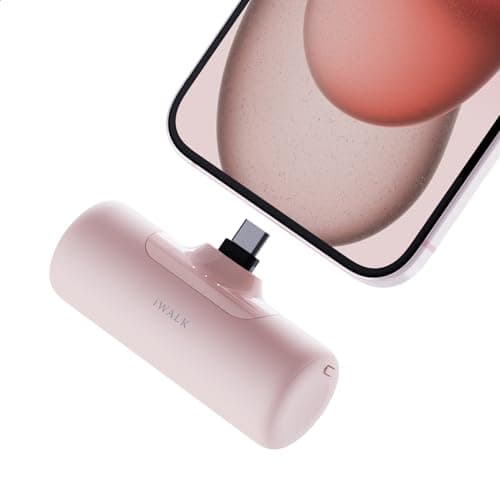 iWALK Portable Charger for iPhone, 4500mAh Mini Power Bank USB C, Wireless Portable Phone Charger for iPhone 15/16/17 Series/iPad/AirPods/Samsung S22/23 Series/Android - Pink