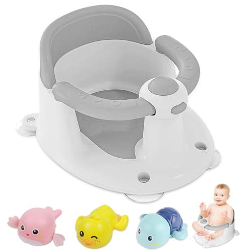 Baby Bath Seat for Babies 6 Months & Up, Bath Seats for Babies Sitting Up with 3 Bath Toys, Open Design Bathtub Seat for Baby 6-12 Months, Non-Slip, Compact Toddler Bath Seat