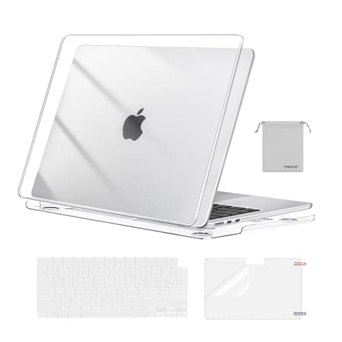 MOSISO Compatible with MacBook Air 13 inch Case M5 2026 M4 2025 M3 M2 2024-2022 A3449 A3240 A3113 A2681, Hard Shell&Keyboard Cover&Screen Film&Pouch for MacBook Air 13.6 inch Case, Crystal Clear