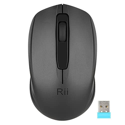 Rii Wireless Mouse RM100,Silent Computer Mouse with USB Receiver,Quiet Colrdless Mice for PC,Laptop,Computer,Chromebook, Notebook (Black, Normal)