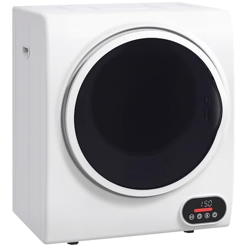HOMCOM 850W 9lbs Electric Portable Compact Laundry Clothes Dryer, 1.5 cu.ft Portable Tumble Dryer with Stainless Steel Drum, for Apartment, Home, White