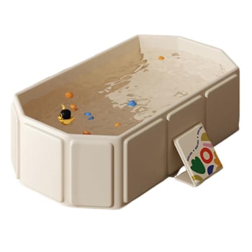 Collapsible Bathtub Foldable Travel Bath Tub with Non-Slip Base Portable Bathtub with Drain Easy to Clean Storage Stable Durable Space-Saving Ideal Multifunctional for Indoor and Travel (White)