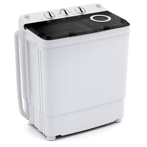 Giantex Portable Washing Machine, 17.6lbs Compact Washer Spinner Combo with Pump Drain, Twin Tub 11lbs Wash & 6.6lbs Spin, Lavadoras Portatiles for Apartment RV Dorm College (White & Black)
