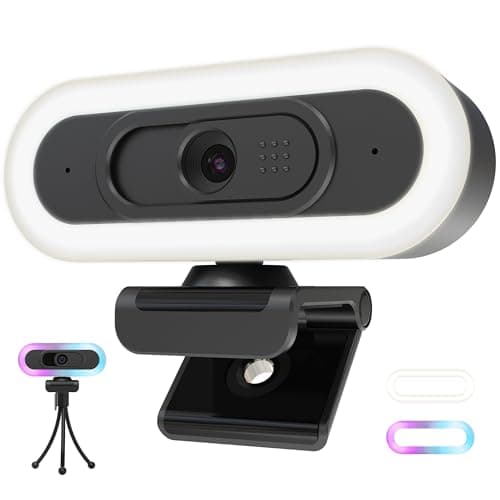 saylas 2K/60Fps Webcam, Streaming Camera with Fill RGB Lights, 1080P/60FPS Webcam, Autofocus, Dual Noise-Cancelling Microphones, Privacy Cover and Tripod for Computer, PC, Zoom,