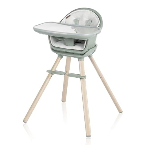 Maxi-Cosi Moa 8-in-1 High Chair, removable kitchen booster, converts to stool, table and chair, easy to clean, Classic Green