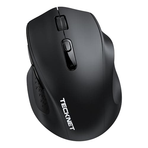TECKNET Bluetooth Wireless Mouse(BT5.2/3.0 & 2.4G), Silent Click Computer Mouse, 5-Level Adjustable DPI, Ergonomic Portable Computer Mouse for Laptop, PC, Mac, Chromebook – Black