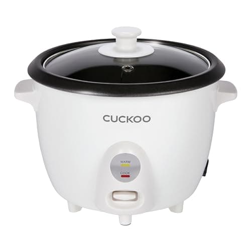 CUCKOO One Touch Rice Cooker 6-Cup (Uncooked) / 12-Cup (Cooked), Small Rice Cooker & Warmer with Steamer Tray, Versatile Grain Cooker, Soup Maker, Auto Keep Warm, White (CR-0601C)