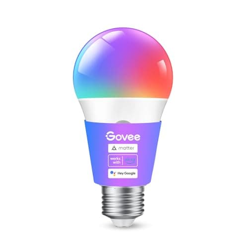 Govee Smart Light Bulbs, Color Changing Light Bulb, Works with Alexa and Google Assistant, 16 Million Colors RGBWW, WiFi & Bluetooth LED Light Bulbs, Music Sync, A19, 800 Lumens, 1 Pack