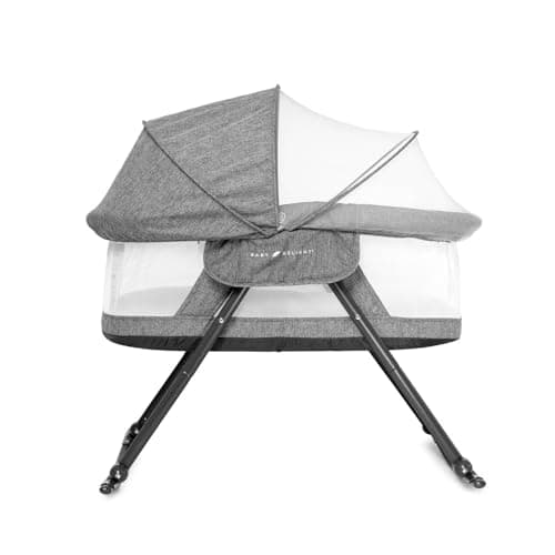 Baby Delight Slumber Deluxe Rocking Bassinet | Portable Baby Bassinet | Removable Canopy | Charcoal Tweed