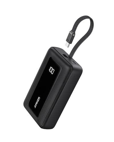 Anker Zolo Power Bank, 20,000mAh 45W Max Fast Portable Charger with Built-in USB-C Cable, USB C&A, 40W Battery Pack for iPhone 17 Series, MacBook, Samsung, and More (Built-in C Cable*1)