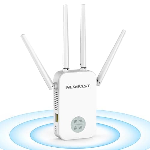 NEWFAST 1200Mbps WiFi Extender,Dual-Band WiFi Signal Booster with 4 High Gain External Antennas,Wireless Repeater for Home,WPS,MU-MIMO,Supports Repeater/Router/AP Mode,4K HD Video,Stable Signal