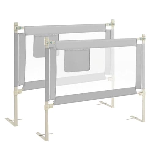 HONEY JOY Bed Rail for Toddlers, 57-in Extra Long, Portable Safety Bed Guardrail w/Side Pocket, Baby Bed Rail Guard, Fit King & Queen Full Twin Size Bed Mattress (Grey, 47 INCH, 2 Pack)