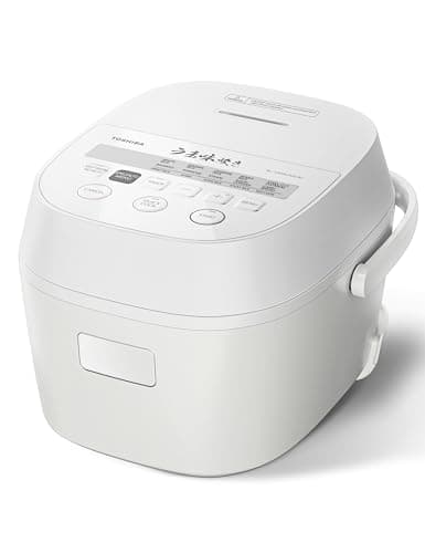 TOSHIBA Rice Cooker 5.5 Cup Uncooked – LED Display with 15 Cooking Functions, 3D Heating Technology, 24-Hr Delay Timer and Auto Keep Warm, Ceramic Inner Pot | White