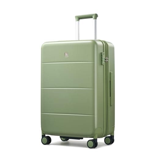 Hanke Expandable 24 Inch Luggage with Spinner Wheels, Hardside Medium Checked Luggage, All-PC Hard Shell Suitcase, TSA Lock, Lightweight Checked-Medium (Bamboo Green, 76L)