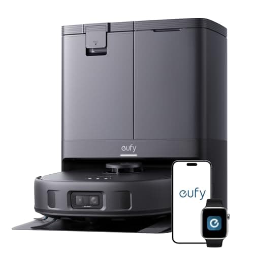 eufy X10 Pro Omni Robot Vacuum and Mop with 8,000 Pa Suction, Dual Mops with 12 mm Auto-Lift and Carpet Detection, AI Obstacle Avoidance Robot Vacuum Cleaner, Self-Emptying, Self-Refilling (Black)