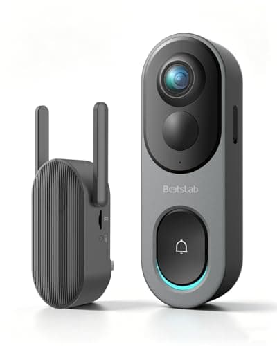 Doorbell Camera Wireless Outdoor, BOTSLAB 5MP 1:1 Head-to-Toe with 180° View, No Monthly Fee, 2-Way Audio, AI/Rader/PIR Detection, Battery/Wired, Night Vision, Alexa & Google Assistant
