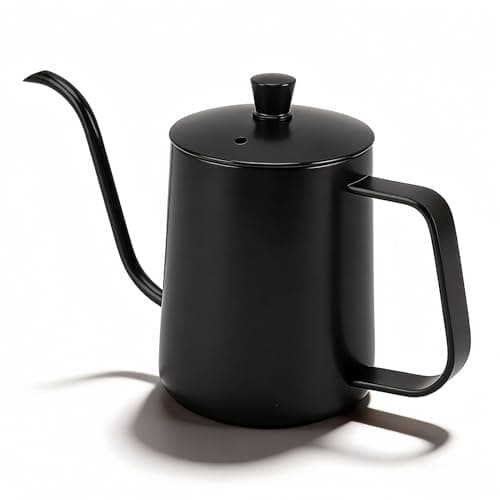 Pomya Coffee Gooseneck Spout Kettle Stainless Steel Small Pour Over Kettle Easy to Operate for Hot Water, Suitable for Home Kitchen (Black 350ML)