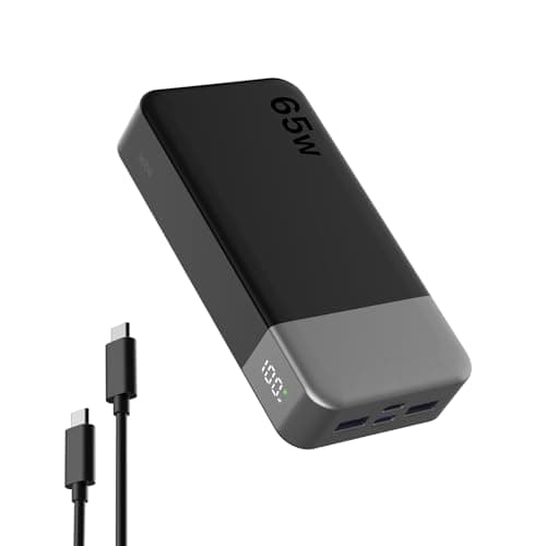 NOBIS 20000mAh Battery Pack Power Bank 65W Power Bank, Portable Charger with Digital Display, Dual USB-C/USB-A Fast Charging for Laptop, Phone, Tablet, Travel-Friendly External Battery Pack