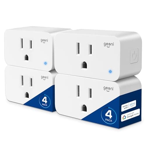 Geeni Smart Plug 15A WiFi Outlet 4-Pack, Compatible with Alexa and Google Home, No Hub Required, App Remote Control and Easy Usable, Indoor Smart Plug, Compact Space-Saving Design, 120V White