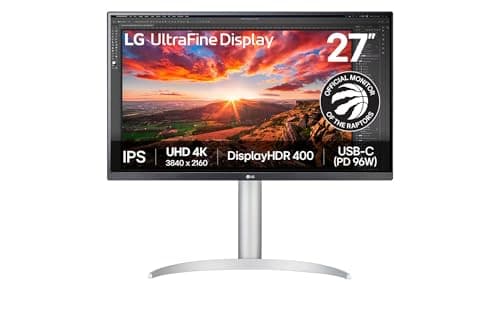 LG Ultrafine 27 inch 4K UHD (3840x2160) IPS Monitor, USB-C PD 90W, DisplayPort, Hardware Calibration, Tilt/Height/Pivot Adjustment, 95% DCI-P3 HDR 400, 27UP850K, White